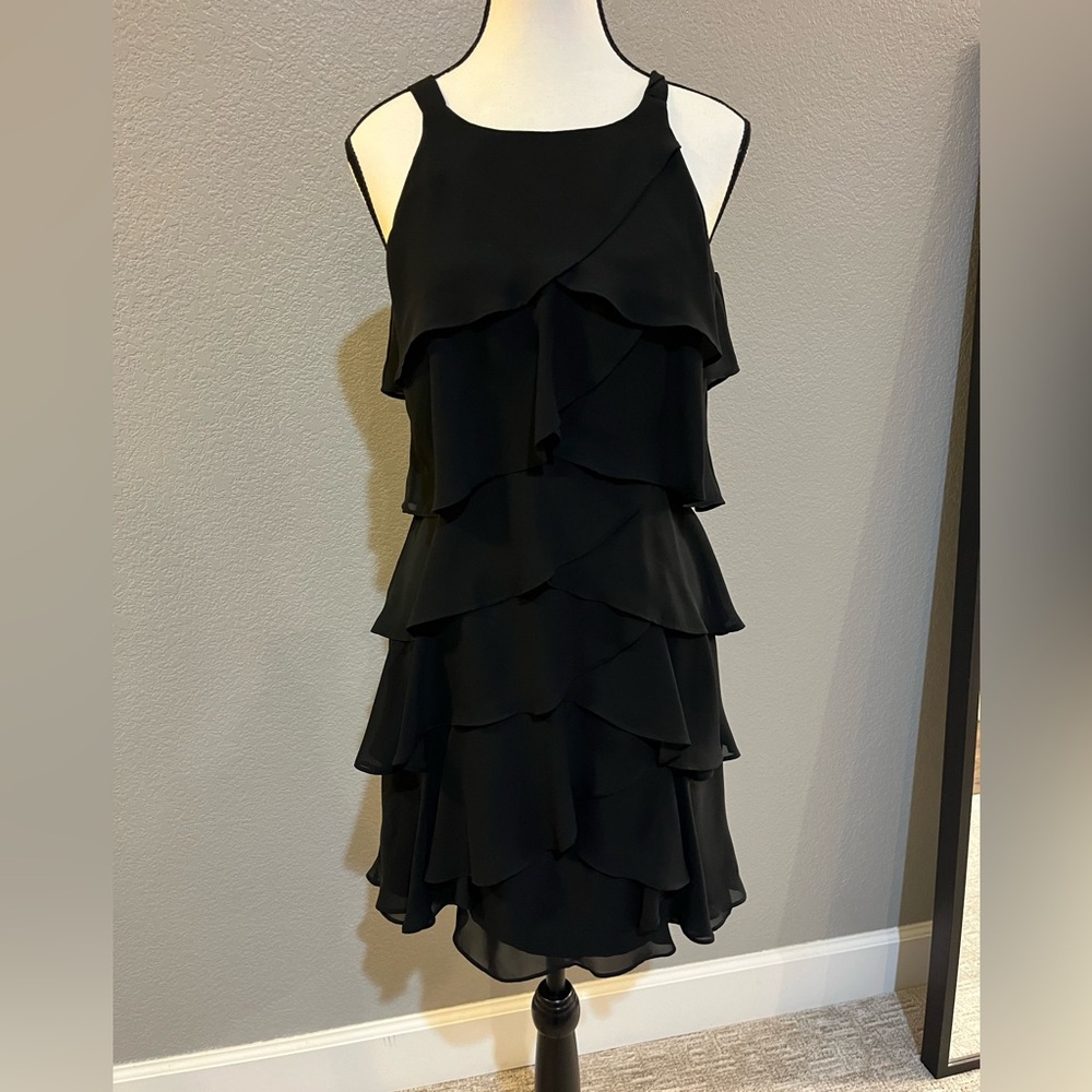 White House Black Market Elegant Black Layered Dress